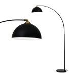 Black arc floor lamp with dome shade