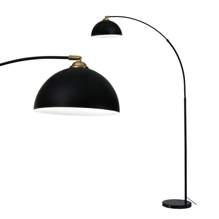 Black arc floor lamp with dome shade
