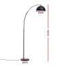 Black arched floor lamp with dimensions labelled