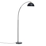 Black arched floor lamp with marble base