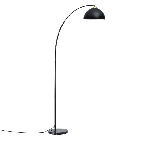 Black arched floor lamp with marble base