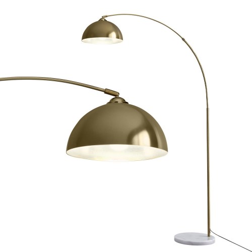Modern brass arched floor lamp with dome shade