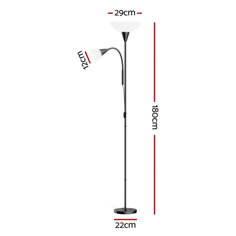 Black floor lamp with uplighter and reading light