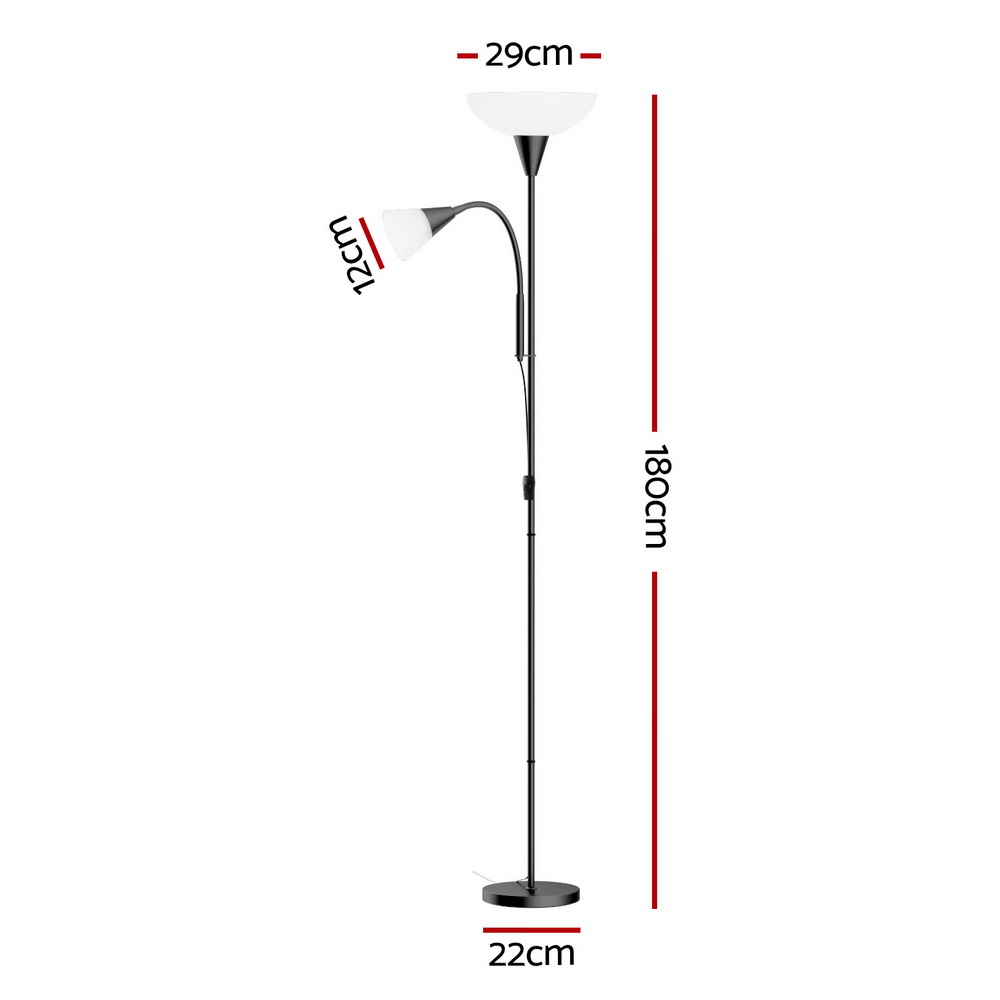 Black floor lamp with uplighter and reading light