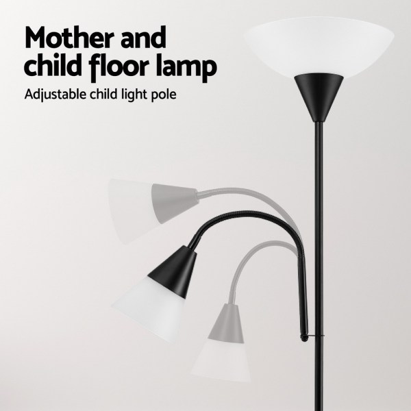 artiss floor lamp mother and child modern home living room office reading black Black mother and child adjustable floor lamp