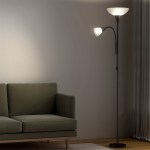 Modern floor lamp beside sofa in living room