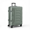 Sage green hard-shell suitcase with spinner wheels