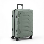 Sage green hard-shell suitcase with spinner wheels