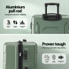 Green hard-shell suitcase with aluminium pull handle