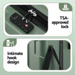 Green suitcase with TSA-approved combination lock
