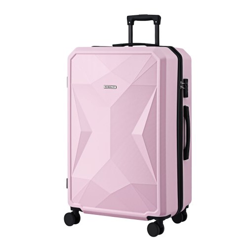 Pink hard-shell suitcase with spinner wheels
