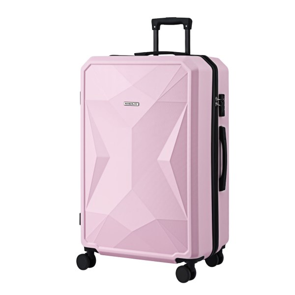 Pink hard-shell suitcase with spinner wheels