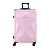 Pink hard-shell suitcase with telescopic handle