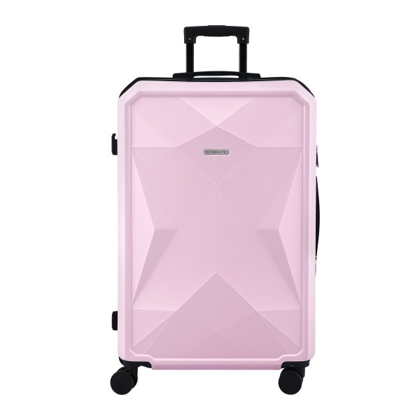 Pink hard-shell suitcase with telescopic handle