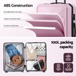 wanderlite 28 luggage suitcase trolley travel lightweight tsa hardshell pink" Pink ABS hard-shell suitcase with layered construction diagram