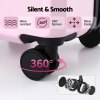 Pink suitcase with 360-degree spinner wheels