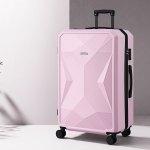 wanderlite 28 luggage suitcase trolley travel lightweight tsa hardshell pink" Pink hard-shell suitcase with spinner wheels