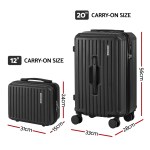 Black 12 and 20 inch carry-on suitcases