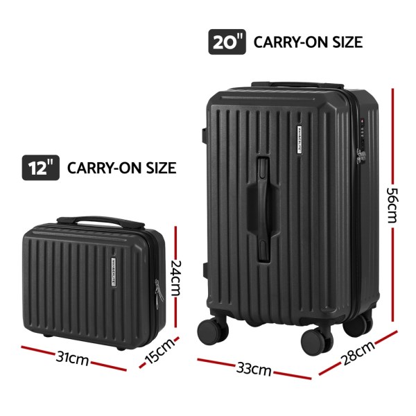 Black 12 and 20 inch carry-on suitcases