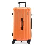 wanderlite 28 trunk luggage suitcase travel 5 wheels type c port tsa orange" Orange hard-shell suitcase with spinner wheels