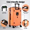 wanderlite 28 trunk luggage suitcase travel 5 wheels type c port tsa orange" Orange suitcase with USB port and cup holder