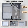 wanderlite 28 trunk luggage suitcase travel 5 wheels type c port tsa orange" Open suitcase showing multiple storage compartments