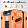 wanderlite 28 trunk luggage suitcase travel 5 wheels type c port tsa orange" Orange suitcase with multi-rubber protective pads