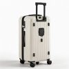 Beige hard-shell suitcase with telescopic handle and wheels