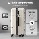 Suitcase with 3/7 split compartment design