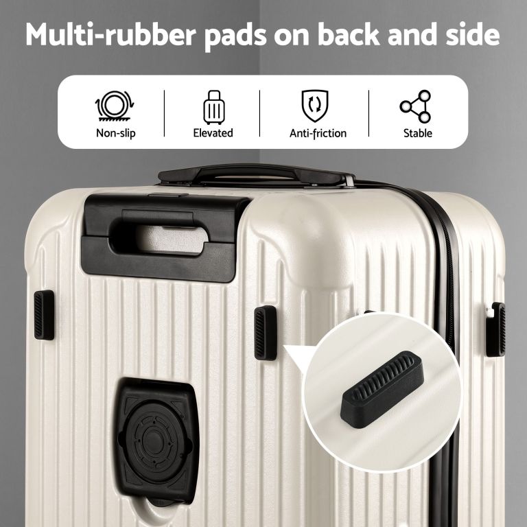 Suitcase with multi-rubber pads for stability