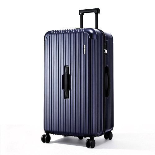 Navy hard-shell suitcase with spinner wheels