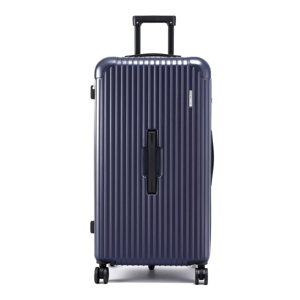 Navy hard-shell suitcase with telescopic handle