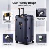 Navy suitcase with USB port and phone holder