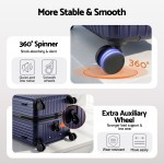 wanderlite 32 trunk luggage suitcase travel tsa type c 5 wheels deep indigo" Suitcase with 360-degree spinner wheels close-up