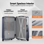 wanderlite 32 trunk luggage suitcase travel tsa type c 5 wheels deep indigo" Open suitcase showing smart organised interior compartments