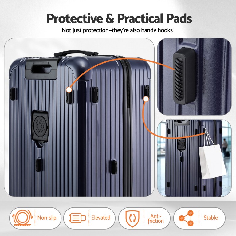 wanderlite 32 trunk luggage suitcase travel tsa type c 5 wheels deep indigo" Hard-shell suitcase with protective side hook pads