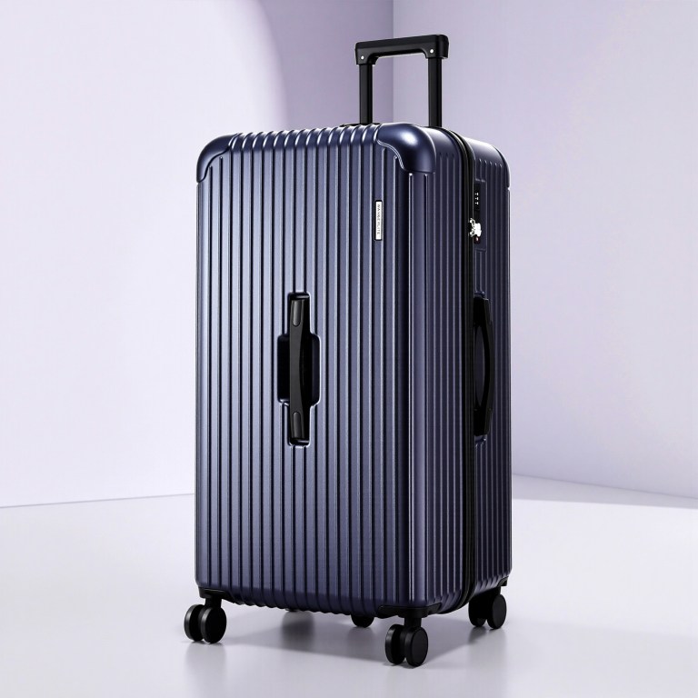 wanderlite 32 trunk luggage suitcase travel tsa type c 5 wheels deep indigo" Dark blue hard-shell suitcase with spinner wheels
