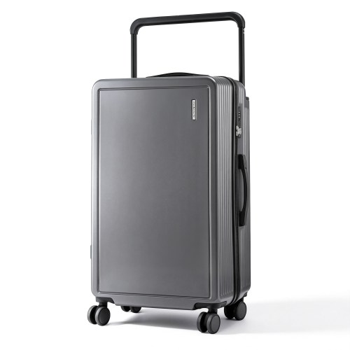 Grey hard-shell carry-on suitcase with spinner wheels
