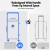 wanderlite 28 wide handle luggage suitcase travel tsa lock anthracite grey" Suitcase handle redesign comparison showing increased storage capacity