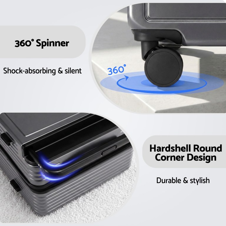 Suitcase with 360-degree spinner wheels