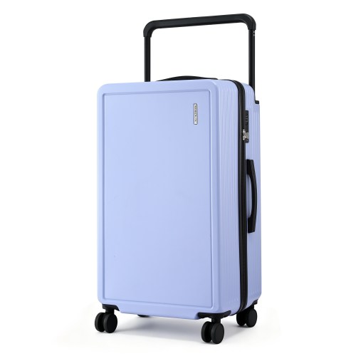 Light lavender hard-shell suitcase with spinner wheels