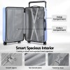 wanderlite 28 wide handle luggage suitcase travel tsa lock light blue" Open suitcase showing organised interior compartments