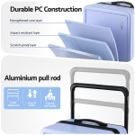 Light blue hard-shell suitcase layered construction diagram
