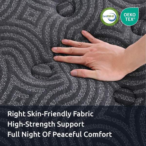 levitex king single mattress 34 cm 5 zone pressure relief pocket spring with reinforced edge support & breathable gel memory foam hybrid mattress Hand pressing textured mattress with certification logos