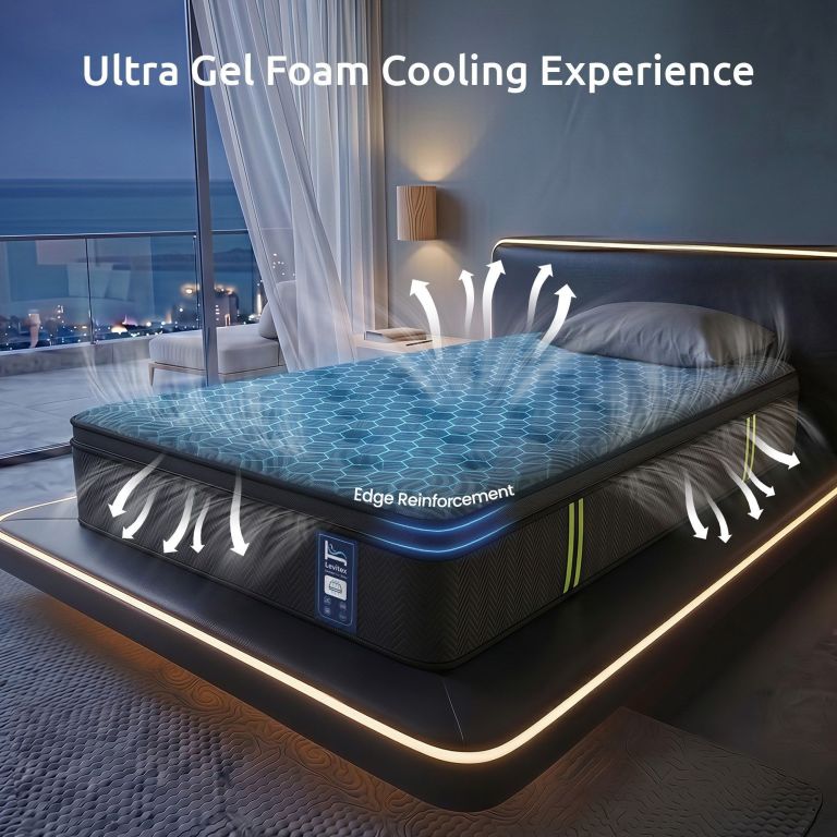 levitex king single mattress 34 cm 5 zone pressure relief pocket spring with reinforced edge support & breathable gel memory foam hybrid mattress Gel foam mattress with cooling airflow design