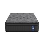 Grey patterned mattress on dark base