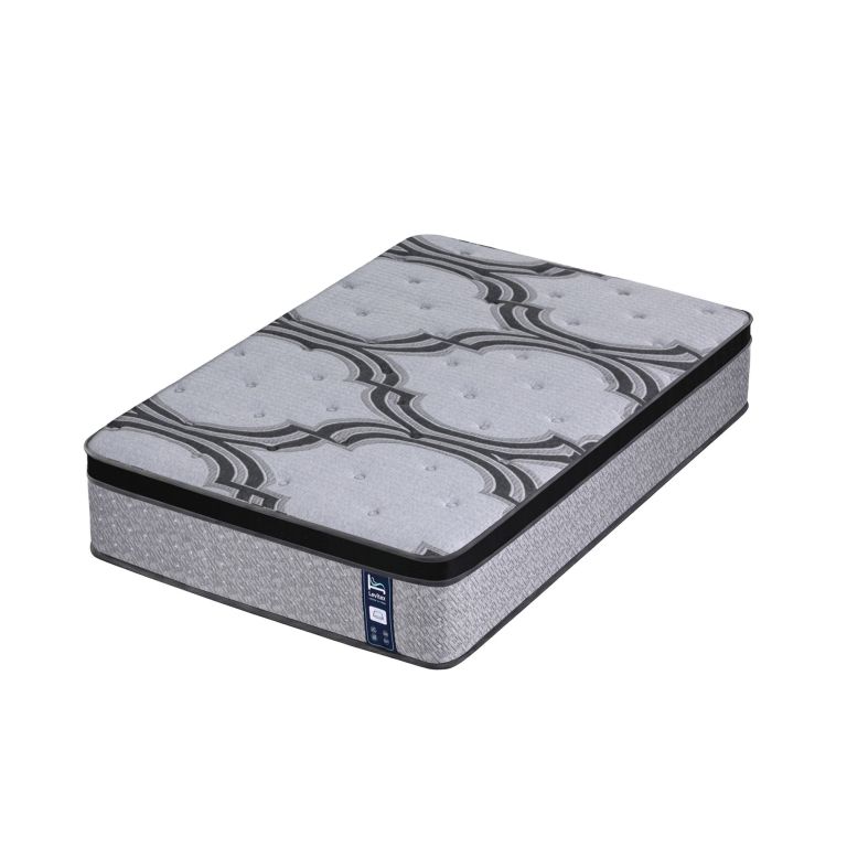 Grey patterned mattress on white background