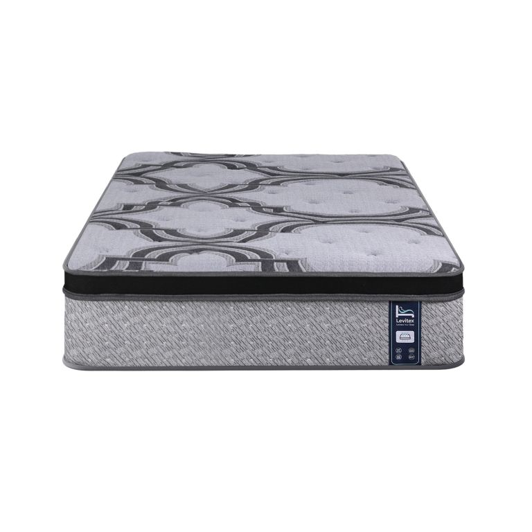 Grey patterned Levitex mattress on white background
