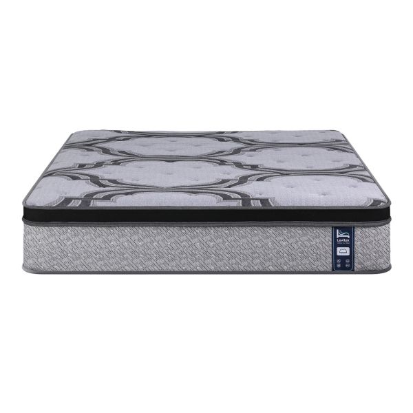 levitex queen mattress 34 cm 5 zone pocket spring with latex & memory foam or extra lumbar & shoulder support Grey patterned Levitatex mattress on white background