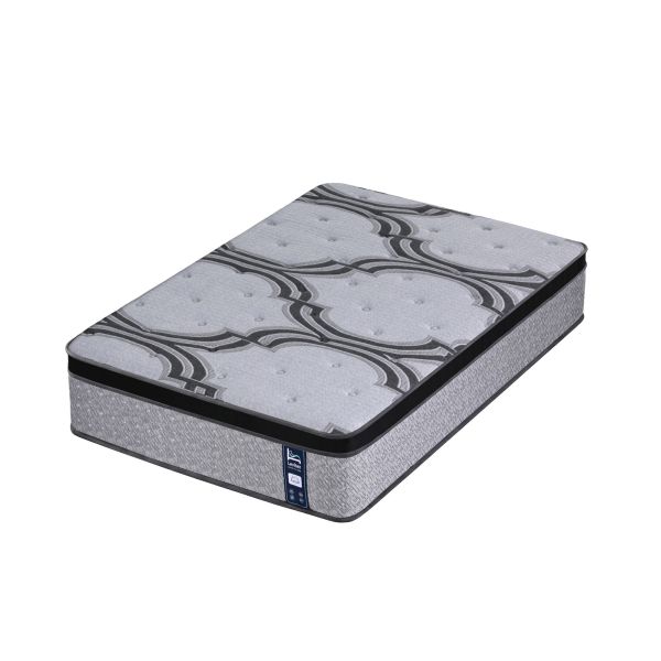 levitex single mattress 34 cm 5 zone pocket spring with latex & memory foam or extra lumbar & shoulder support Grey patterned mattress on white background